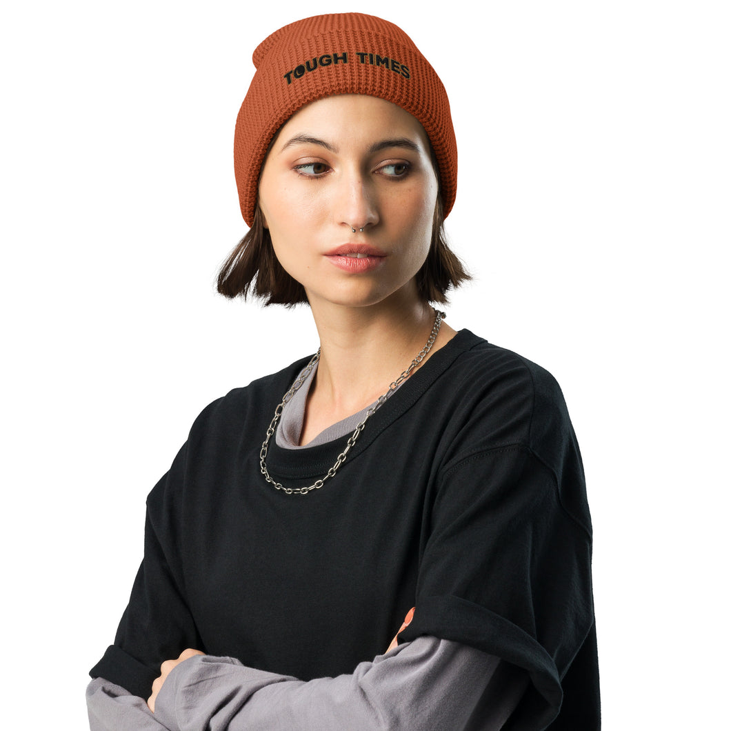 Tough Times Classic Waffle Beanie in Rust
